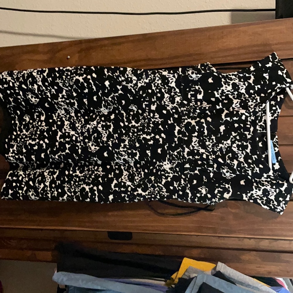 Antonio Melanie black and white fitted dress